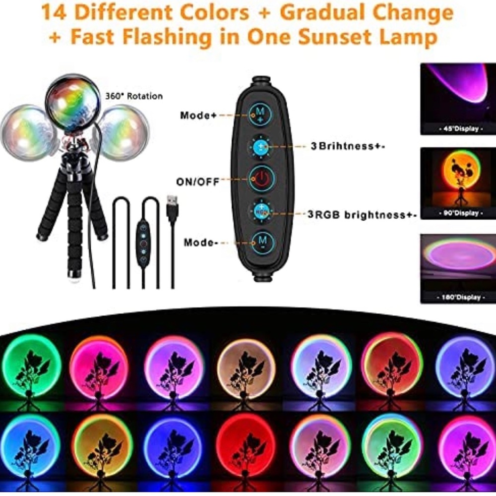 X-Kim Sunset Lamp Projector 360 Degree Rotation Color Change Rainbow Projection - Picture 2 of 5